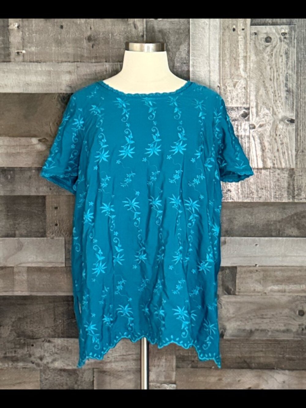 NWT! Curations teal floral embroidery top 2xlarge coastal cowgirl western fairy